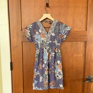 Floral Kids O’niell Dress in Blue and Orange